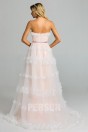 Clarisse : Romantique robe de mariée florale doublure rose poudré bustier droit