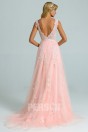 Adeline : Vintage Robe de mariée dentelle rose perle dos v