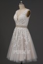Charlotte : Robe de mariée courte dentelle vintage 2021 col v dos échancré