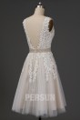 Charlotte : Robe de mariée courte dentelle vintage 2020 col v dos échancré