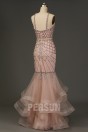 Robe de soirée rose pâle 2020 vintage à coupe sirène brodée jupe fantaisie