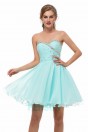 Robe patineuse turquoise clair bustier coeur embelli de strass