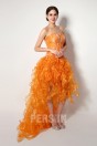 Robe bal orange clair bustier coeur courte devant longue derrière jupe fantaisie