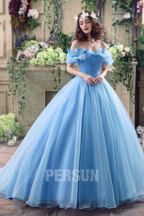 Robe de mariée princesse bleu pour cosplay Cendrillon