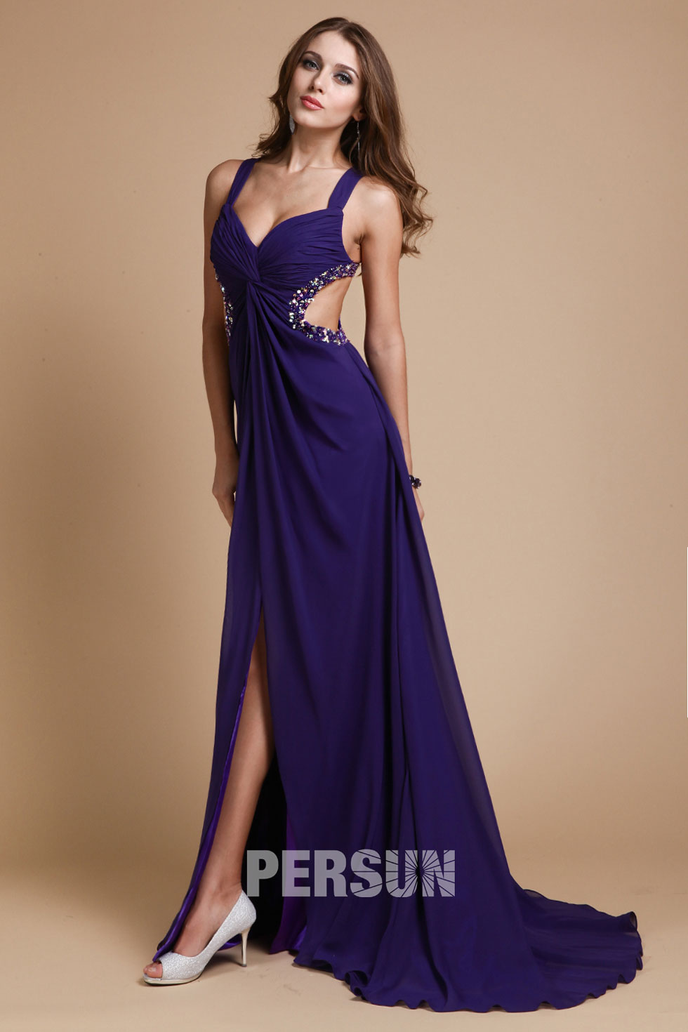 robe longue ajouré violette
