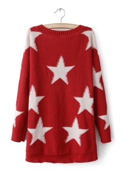 Five-pointed Star Sweater In Red