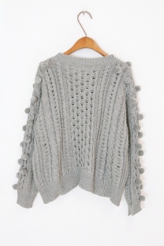 Cute Hair Ball Twist Knit Sweater