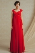 Luxus Sweetheart rotes langes Rückenfrei A-Linie Abendkleider aus Chiffon
