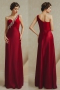 Vintage Etui-Linie langes ein Schulter rotes Empire Ärmellos Abendkleider