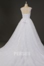 Robe de mariée dentelle col oval & dos découpé style princesse