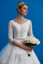 Hélène : Robe de mariée vintage en dentelle manche trois quarts