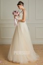 Romy : Simple Robe de mariée champagne clair cache coeur ceinture fleurie