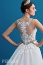 Romantique robe de mariée 2019 col V appliqué de dentelle guipure