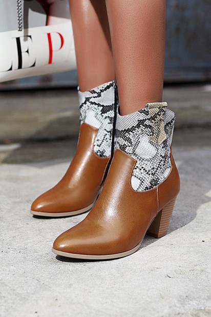 bottines python talon orange