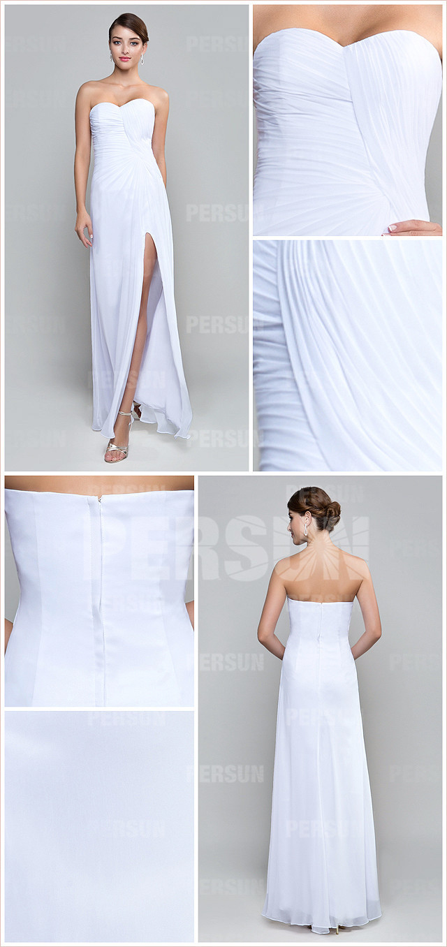 simple robe fendue couleur blanche