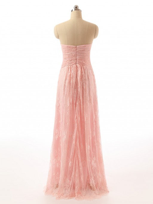 robe rose bustier plissé longue pour cockrail mariage