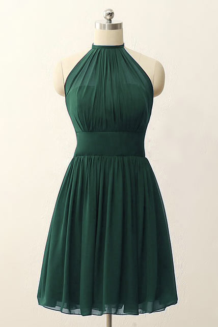 simple robe vert émeraude habillée col halter 