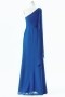 Robe de cérémonie bleu royal asymétrique longue en mousseline