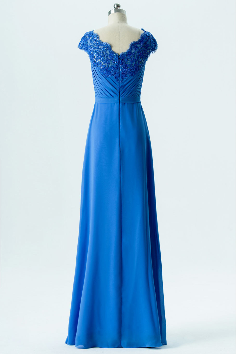robe longue bleu roi busiter plissé dos échancré