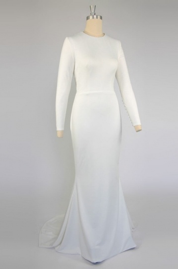 Robe de mariée cintrée style simple à manche longue