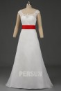 Robe de mariée organza ligne A ceinture bloc couleur rouge