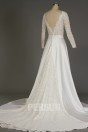 Auréline : Robe de mariée vintage décolleté V manches longues dentelle
