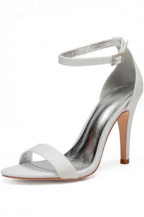 Sandales bleu nuit en sequins à bride talon haut