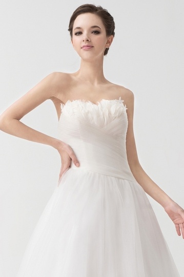 Wholesale Beautiful Ruching Plume Lace Organza Wedding Dress(Plus size ...