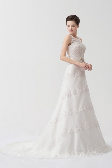 Wholesale Applique Beading Lace Wedding Dress With Detachable Straps ...