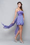 Robe de bal violette améthyste jupe fantaisie bustier vague courte devant longue derrière