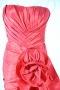 Robe de bal court devant long derrière trompette plisée en taffetas sans bretelle avec fleur