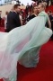 Robe de star Diane Kruger une épaule voile ruchée en mousseline de soie