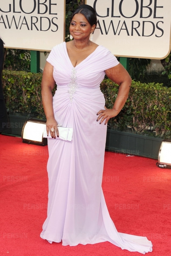 robe de soirée Octavia Spencer longue à mancheron pour femme ronde