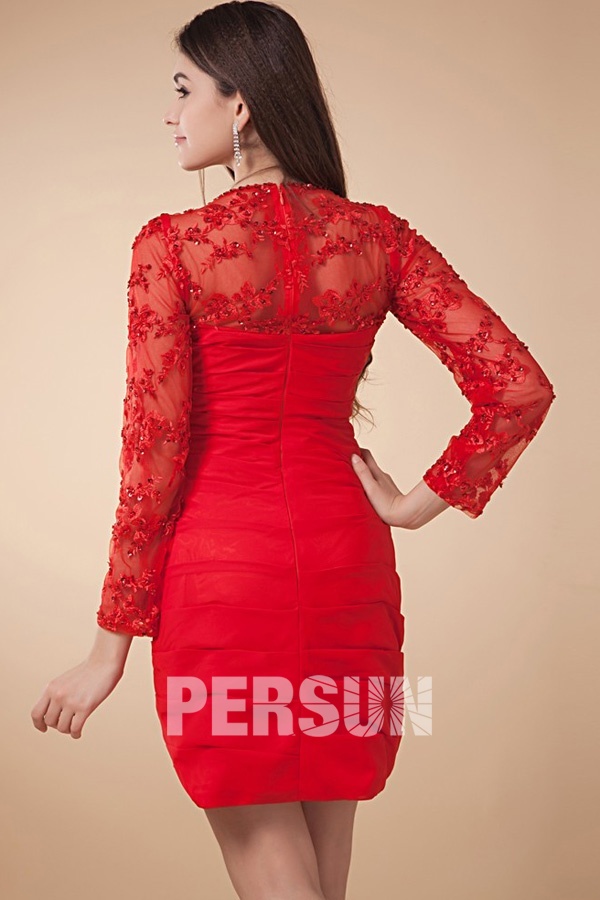 acheter robe dentelle rouge transparente fermeture dos