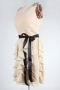 Robe cérémonie noire courte en mousseline ruchée avec ceinture noeud papillon