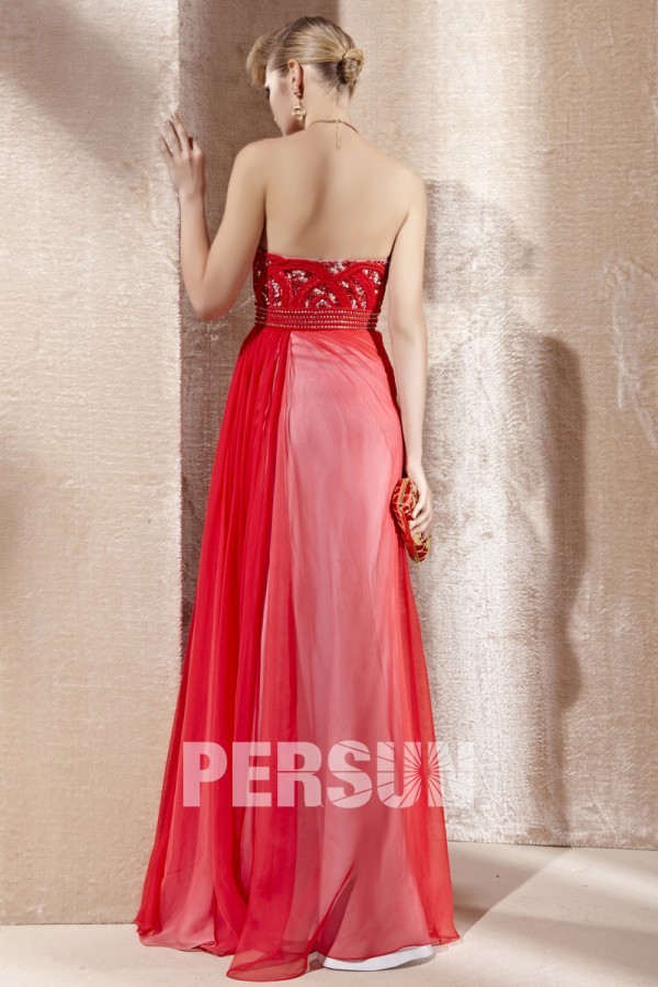 acheter robe rouge habillée longue à dos nu prix discount
