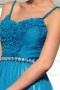 Provence robe de soirée bretelles bleu strass ruchée en tencel