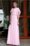 Robe rose élégante pour soirée en mousseline encolure drapée