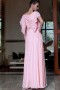 Robe rose élégante pour soirée en mousseline encolure drapée