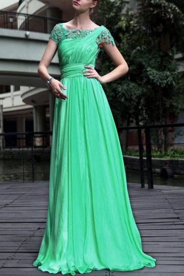 Wholesale Bateau Beading Floor-length A-line Tencel Prom Dress(Plus ...