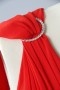 Robe de bal rouge courte bustier asymétrique taille strassée