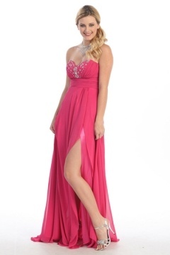 Robe bustier rose style empire longue sol