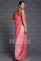 Robe de soirée rose épaule asymétrique avec fente latérale drapé