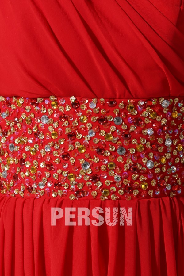 acheter robe rouge plissée avec strass à prix bas en ligne