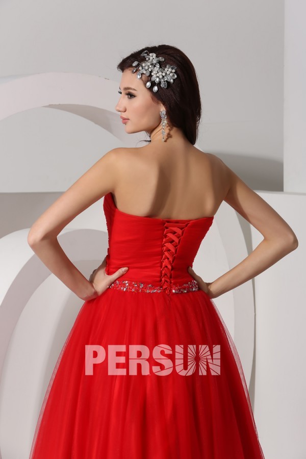 boutique robe rouge de princesse à dos nu lacet bon prix