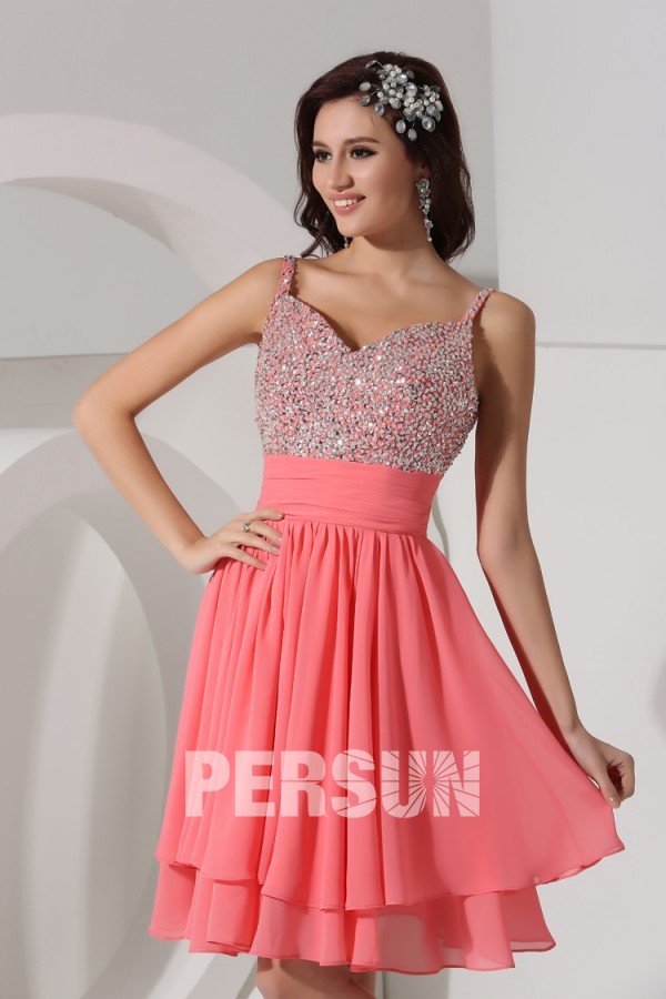 robe de cocktail pour mariage rose avec strass solde en ligne