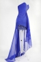 Robe de bal bustier en Tencel lilas courte devant longue derrière ornée de dentelle & applique