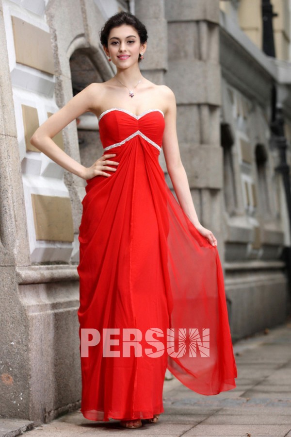 robe habillée bustier mousseline rouge livraison rapide