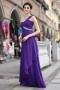 Robe violette asymétrique ruchées ornée de bijoux