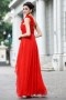 Robe rouge de bal asymétrique en mousseline polyester Empire